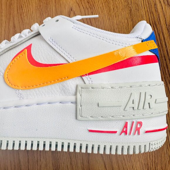 ⭐Nike Air Force 1 Shadow 8 Women's Retro Shoes Sneakers White Orange DZ1847-100⭐ - Picture 11 of 14